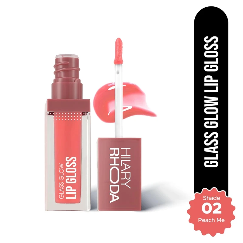 Hilary Rhoda Glass Glow Lip Gloss | Nourishing & Hydrating Lip Gloss | Sheer Coverage | High Shine | Juicy & Plump Lips | Glides on Smoothly | 5ml (Peach Me - Shade 02) thumbnail 2